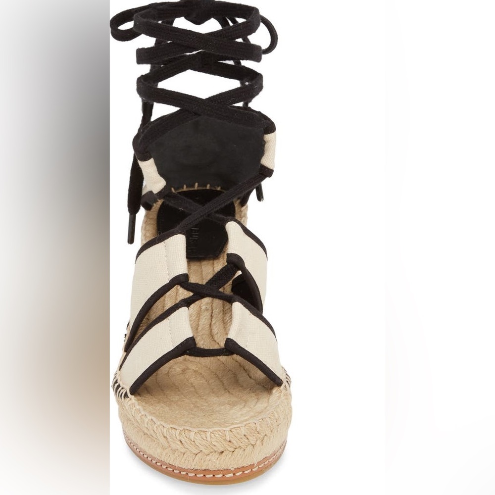 Tory Burch Color Block Canvas Ankle Tie Wedge Espadrille Shoes Size 8 **GORGEOUS - Picture 4 of 16